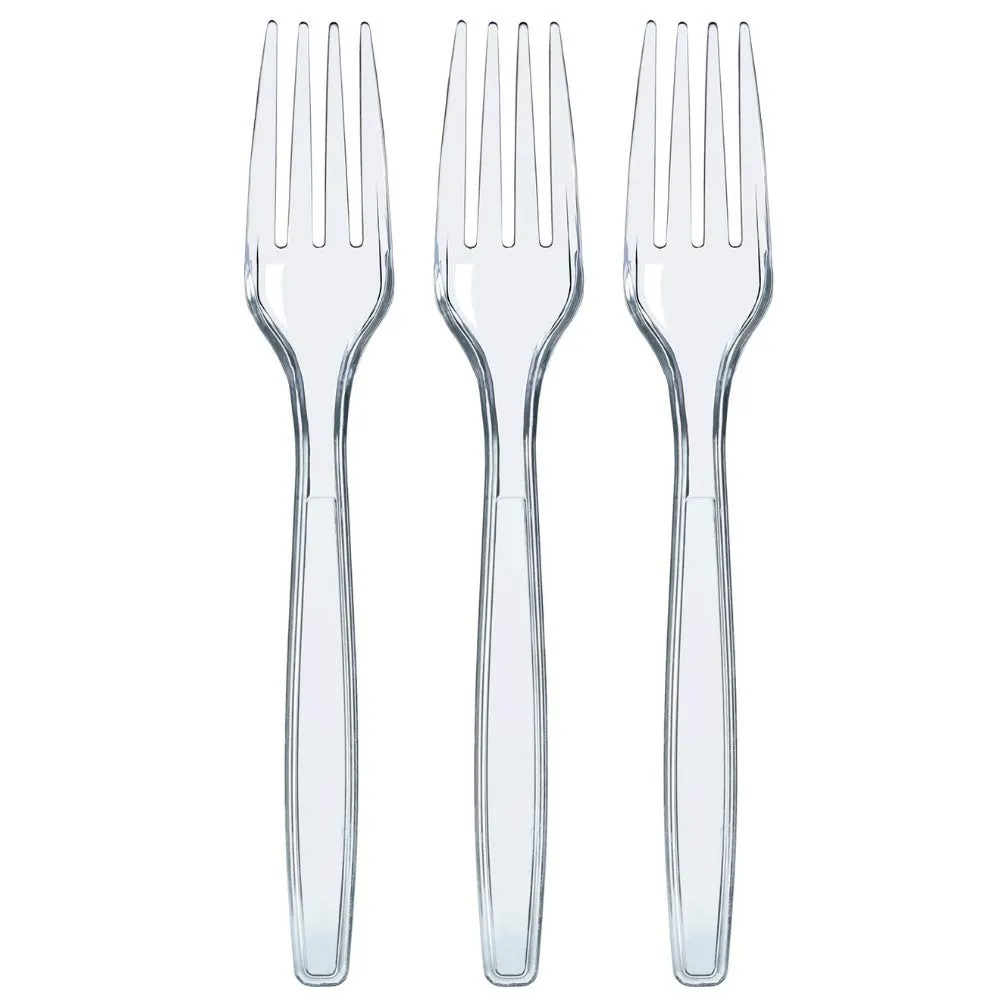 100 Clear Plastic Forks, Plastic Forks Heavy Duty, Clear Forks Silverware,