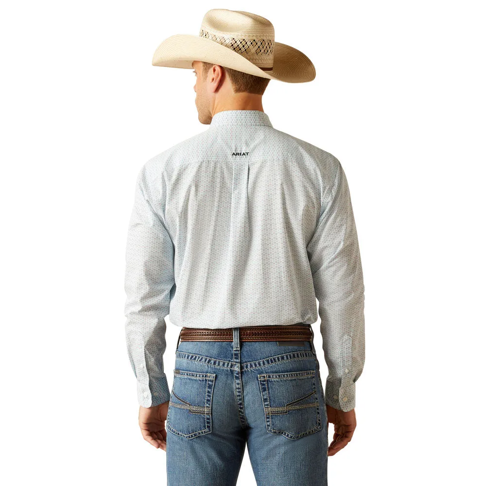 10051239 Ariat Men's Wrinkle Free Kolton Classic Fit Long Sleeve Shirt -  White