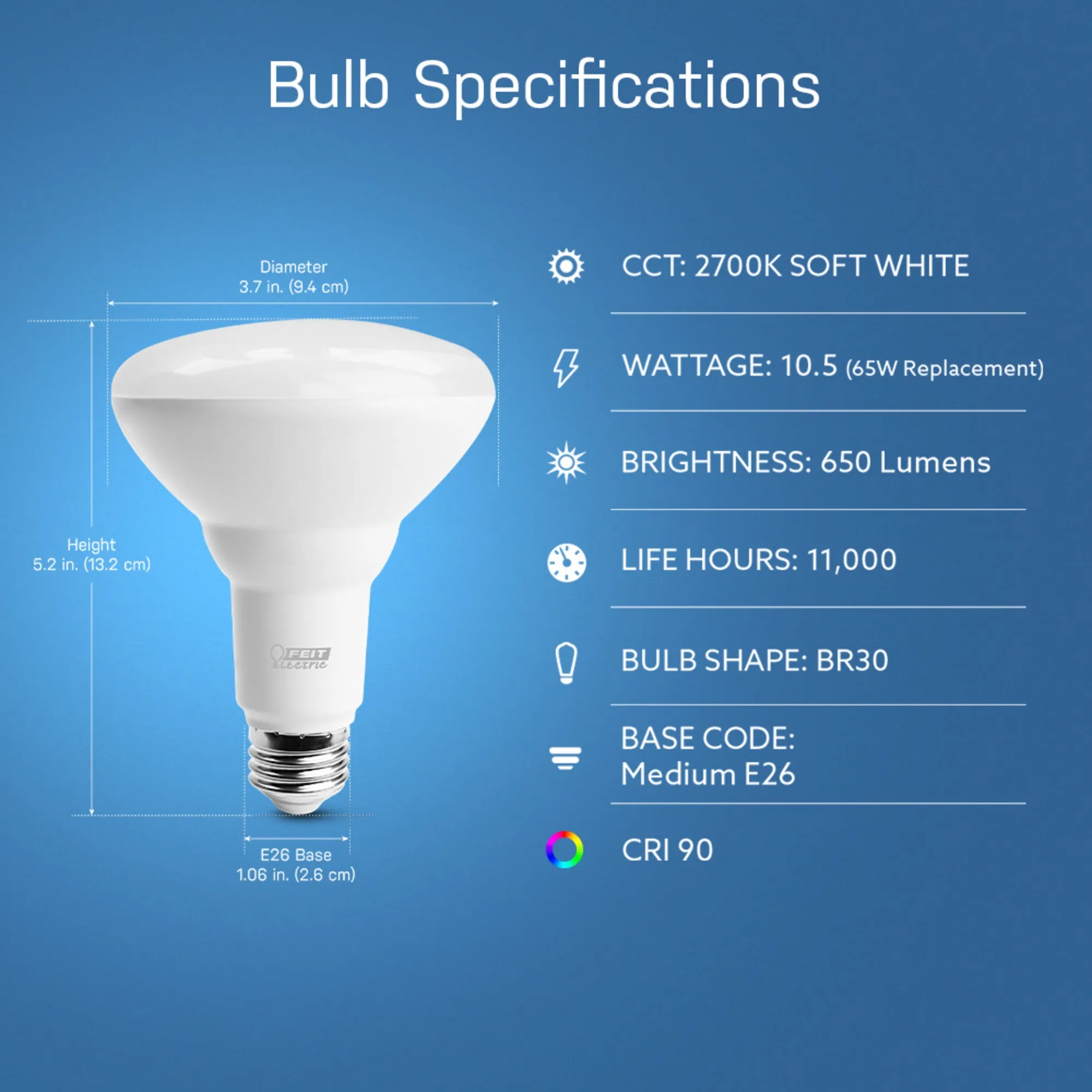 10.5W (65W Replacement) Soft White (2700K) BR30 Dimmable Reflector LED Light Bulb (6-Pack)