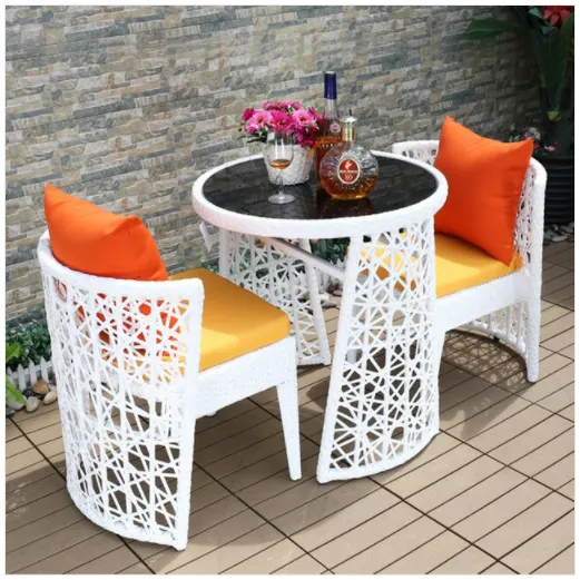 2 Seater Shaggy Round  Compact Rattan Bistro Furniture Set