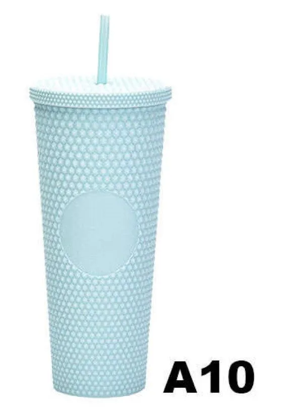 24 oz Studded Plastic Tumblers -  A10 - Matt Mint