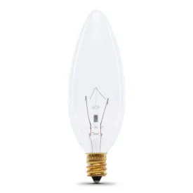 25W Soft White (2700K) E12 Base B10 Dimmable Clear Incandescent Straight Tip Chandelier Light Bulb (4-Pack)