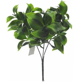 28cm Plastic Leafy Bush Green