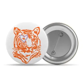 3" Heart Eye Tiger Button