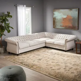 6 Seater Tufted Fabric Chesterfield Sectional - NH214013