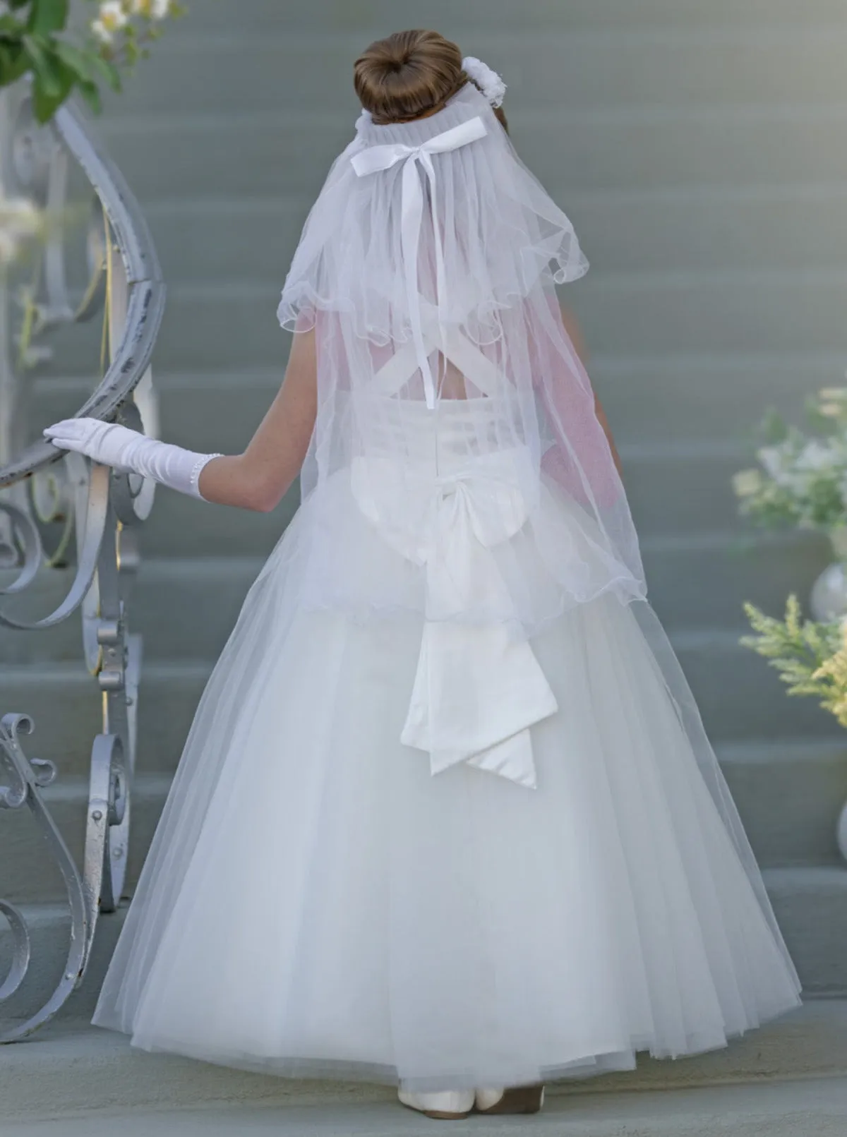 A Dreamy Fairytale Cross Back Tulle Communion Gown