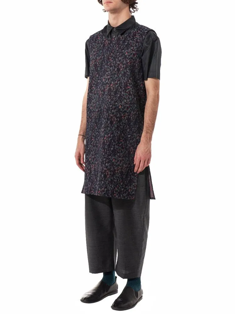 Abstract Floral Jacquard Tunic (TMS-1702 INDIGO-RED)