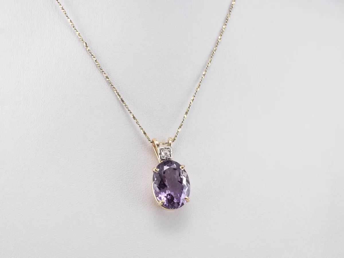 Amethyst Diamond Gold Pendant