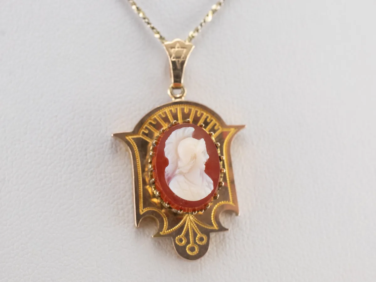 Antique Hardstone Cameo Gold Pendant