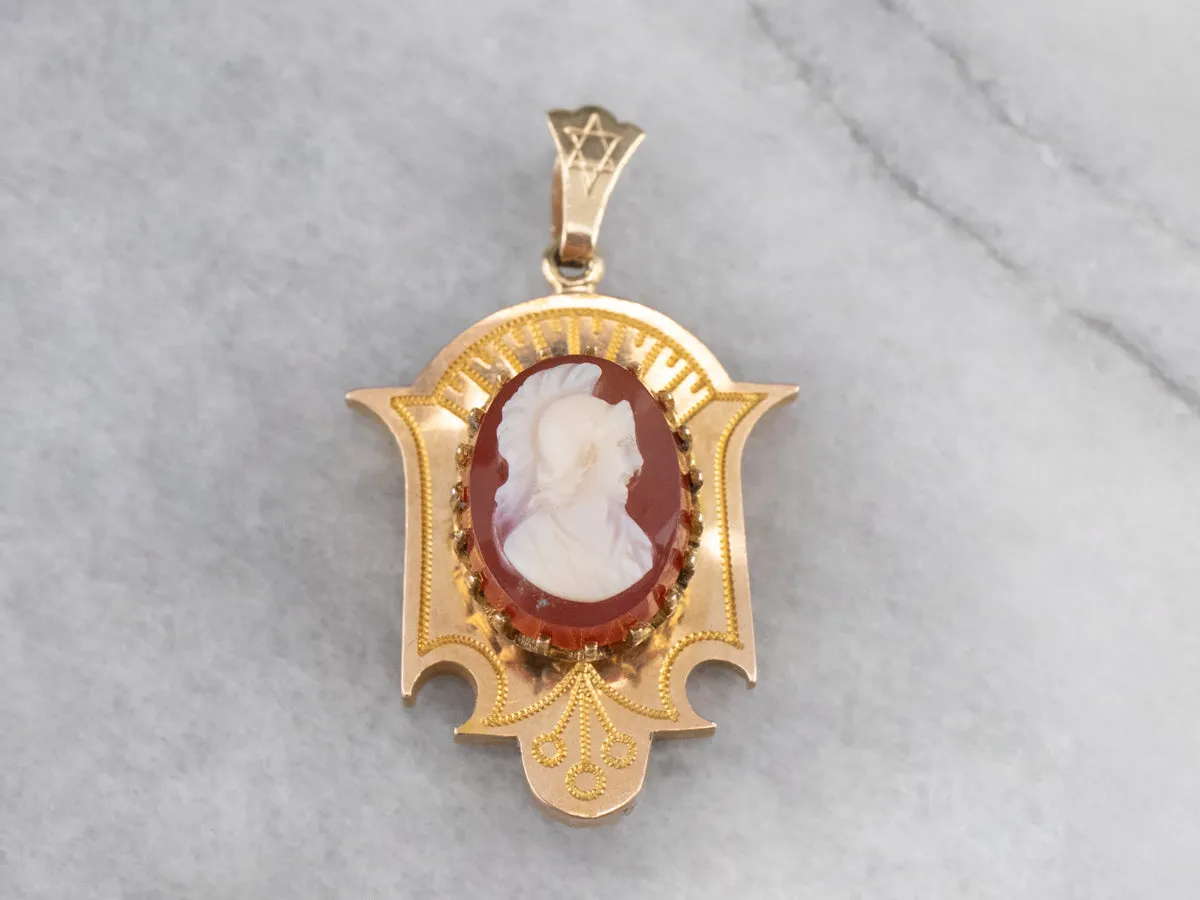 Antique Hardstone Cameo Gold Pendant