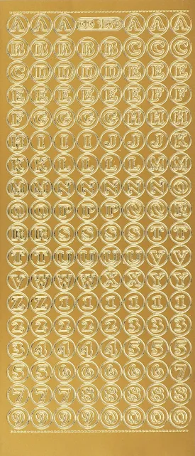 Arbee Foil Stickers Alpha Circled, Gold