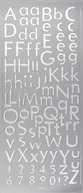 Arbee Foil Stickers Alpha Lower Case, Silver