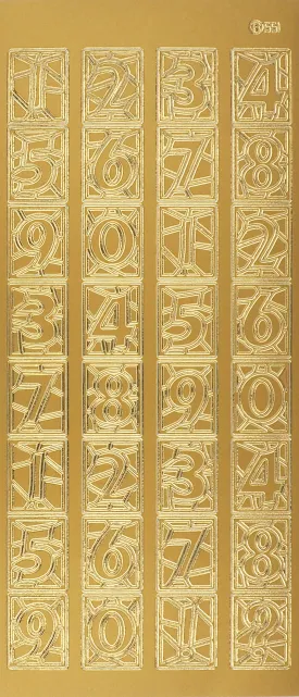 Arbee Foil Stickers Numbers Framed, Gold