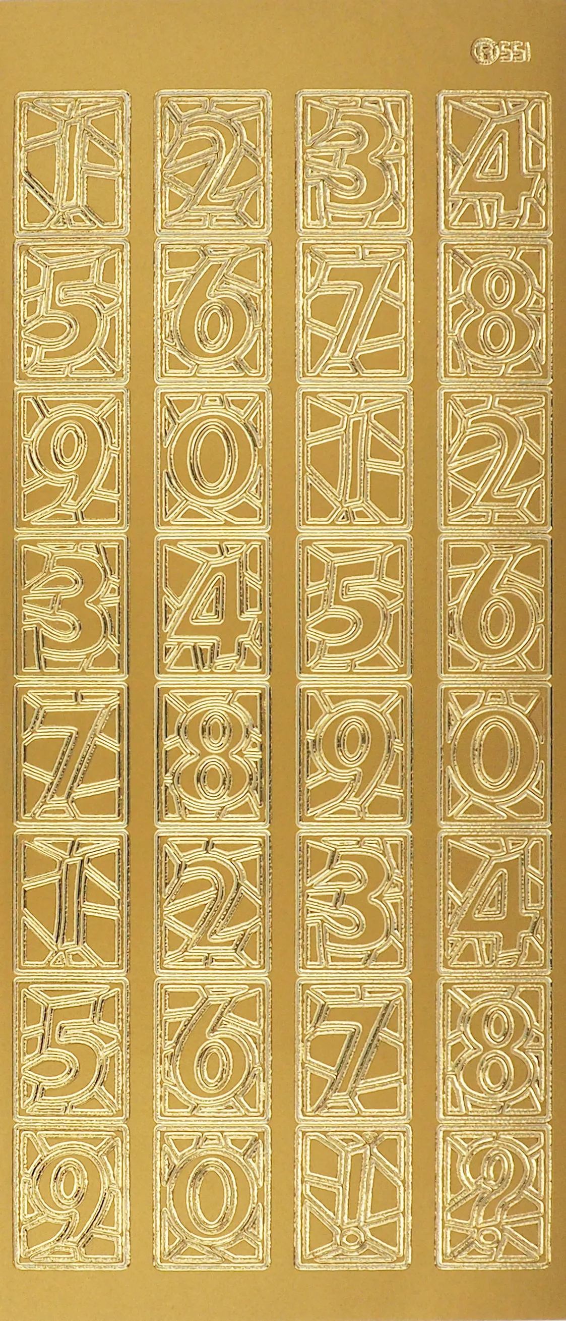 Arbee Foil Stickers Numbers Framed, Gold