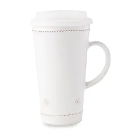 Berry & Thread Travel Mug with Silicone Lid - Whitewash