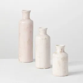 Bottle Vases - White Wash, Set of 3