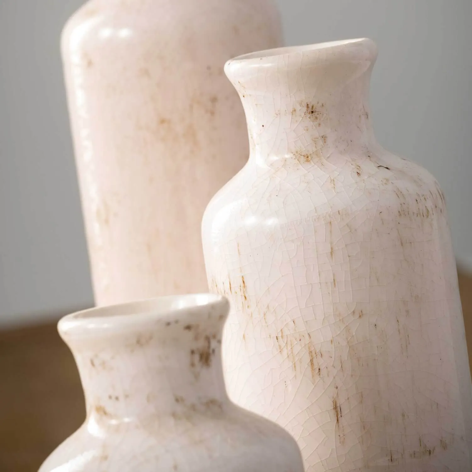 Bottle Vases - White Wash, Set of 3