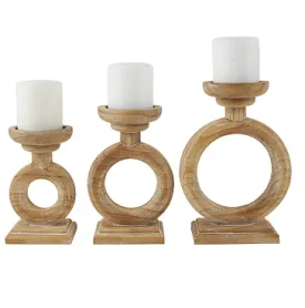 BROWN WOOD CIRCULAR RING CANDLE HOLDER