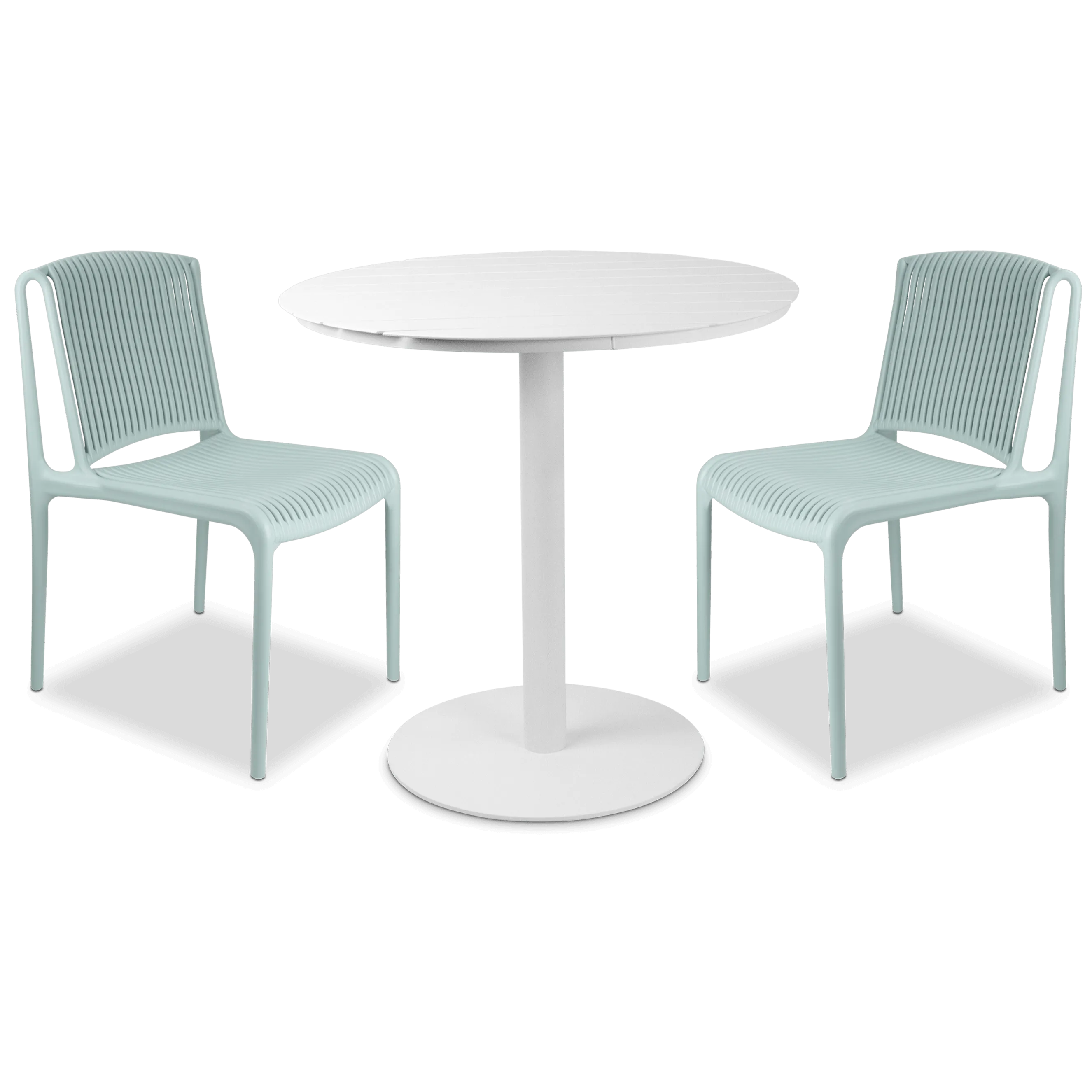 Cafe Collection Round 3pc Dining Suite in Arctic White with UV Plastic Chairs (PP)