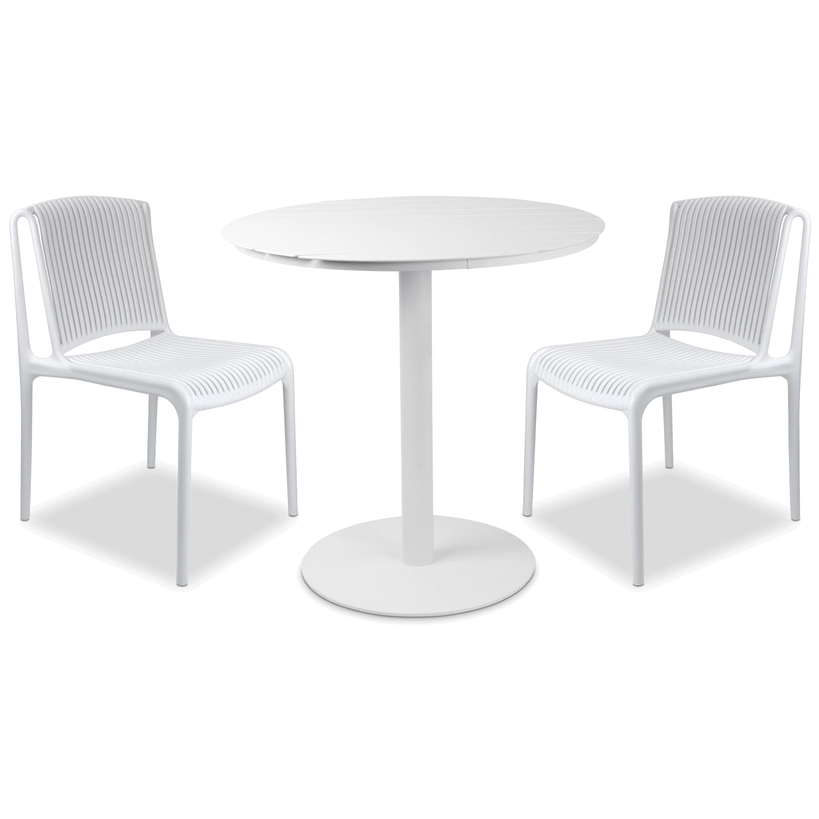 Cafe Collection Round 3pc Dining Suite in Arctic White with UV Plastic Chairs (PP)