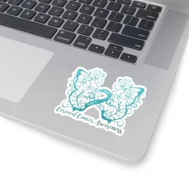 Cervical Cancer Awareness Filigree Butterfly Sticker (3 x 3)