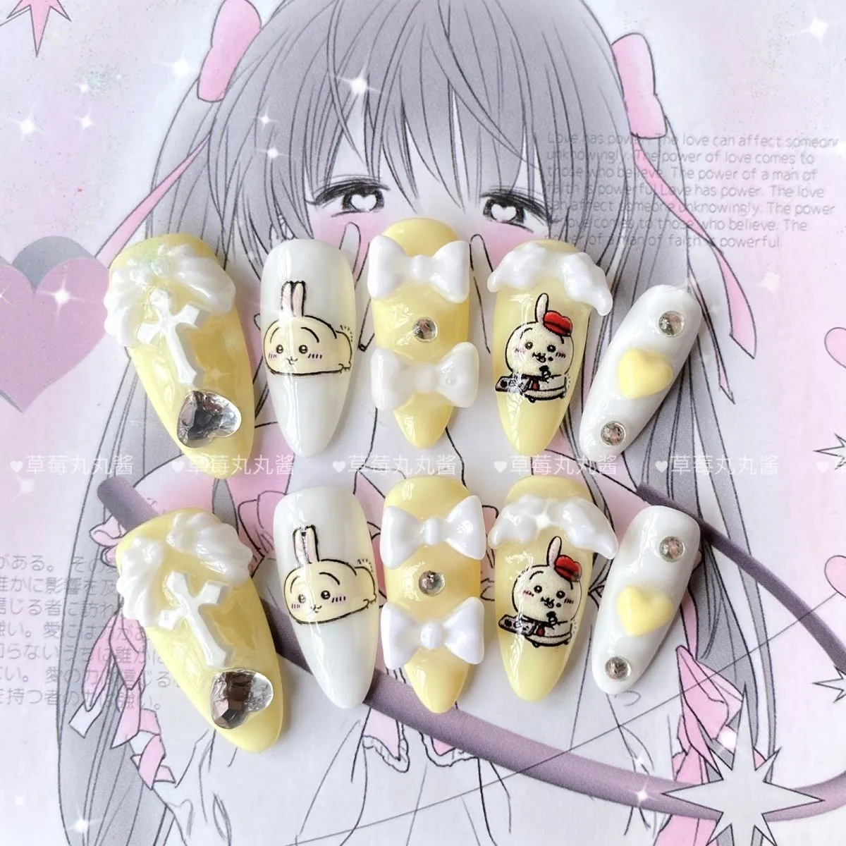 chiikawa nail art student niche cute short