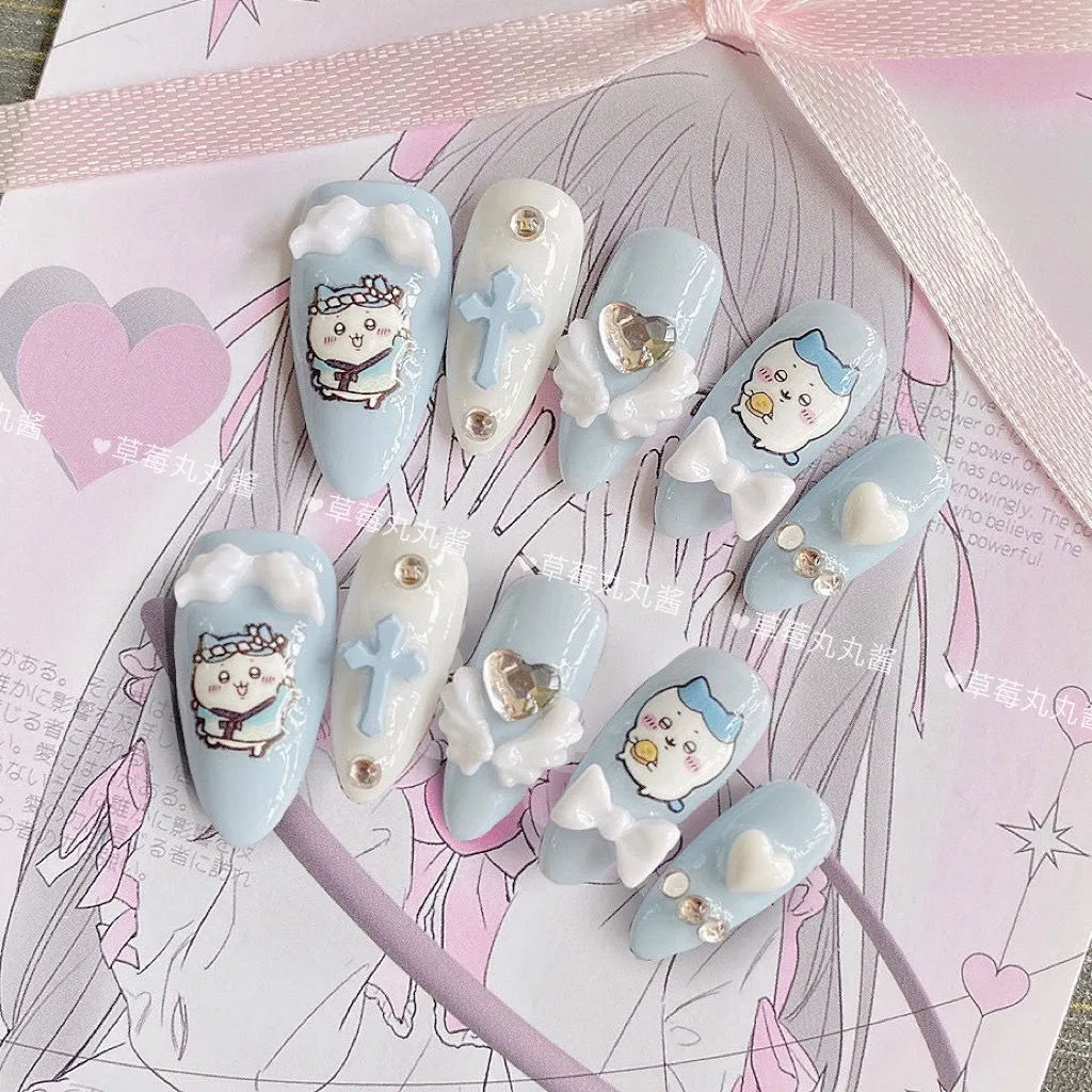 chiikawa nail art student niche cute short