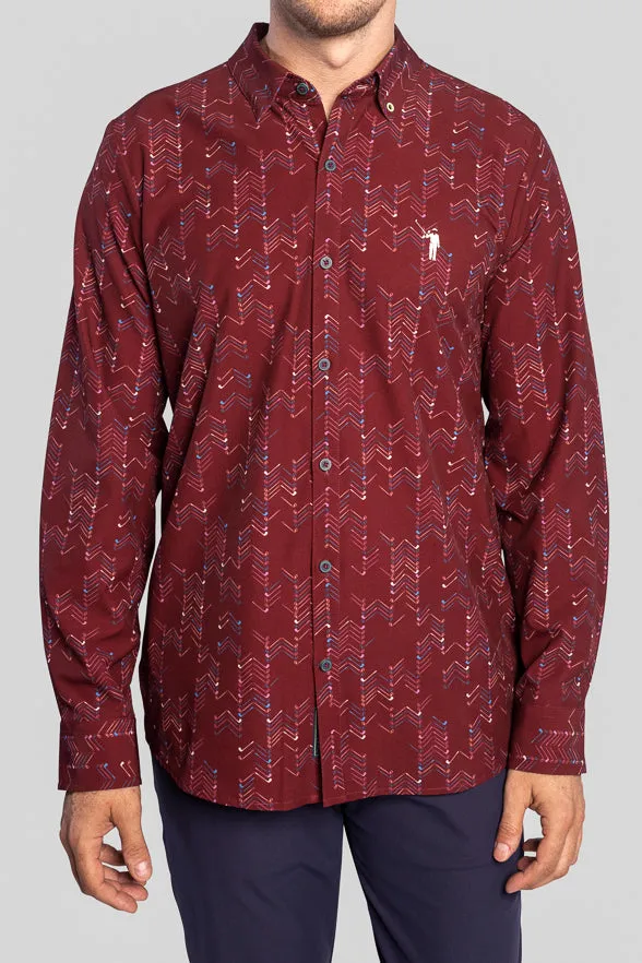 Club Herringbone Men's Long Sleeve Button Down