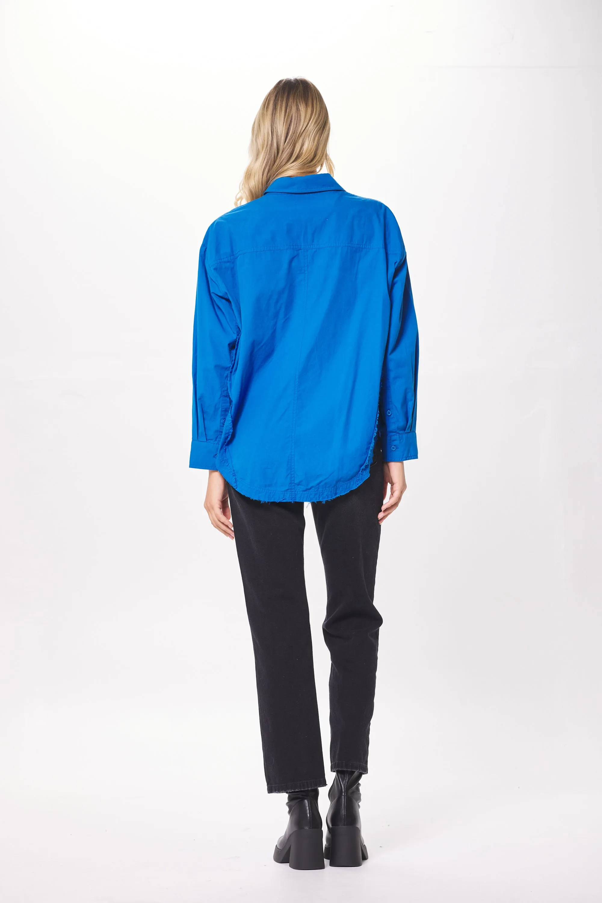 Cobalt Blue Poplin Button Up Shirting