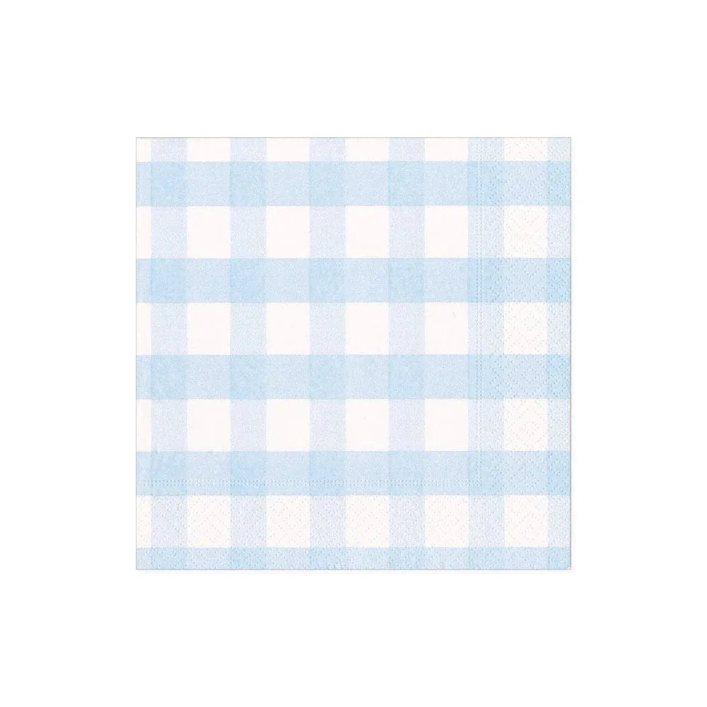 Cocktail Napkins - Light Blue Gingham