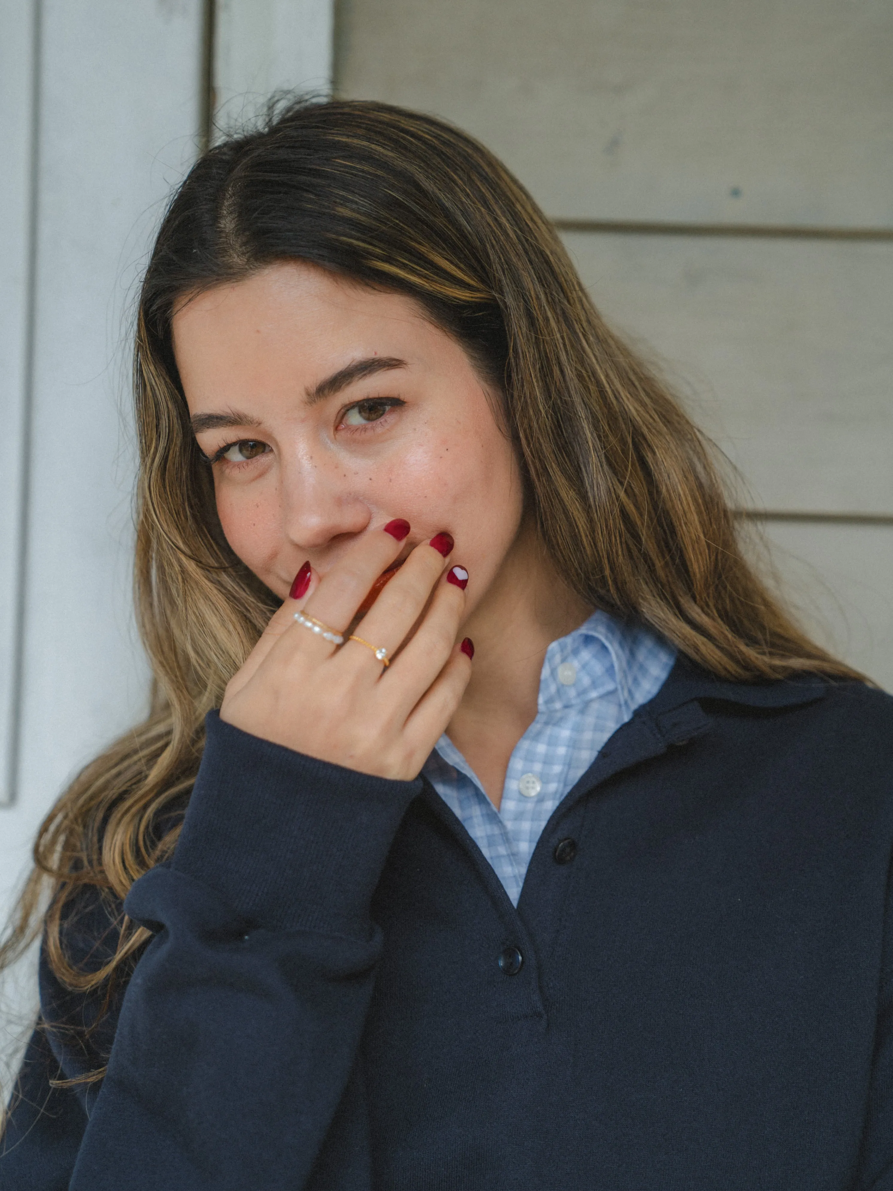 Collor Button Cropped Sweatshirt