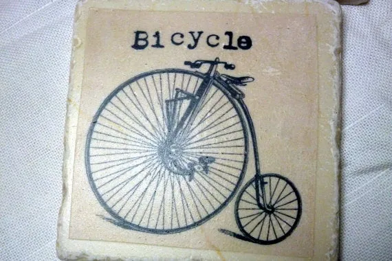 French Bicycles Marble coasters, set of 4 stone coasters