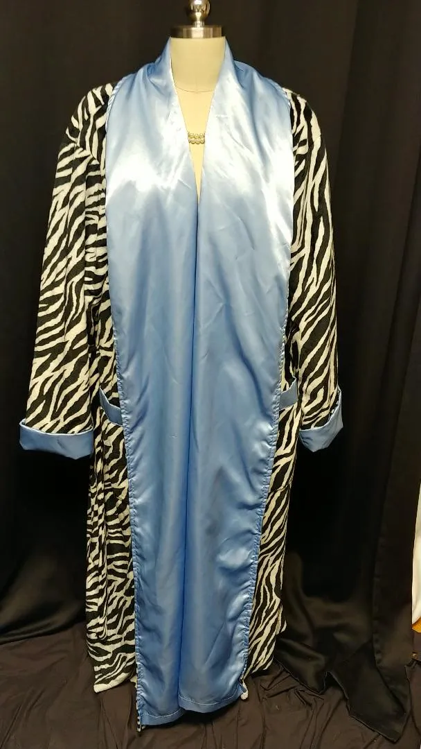 *GORGEOUS SWANKIE BLANKIE ZEBRA & BLUE SATIN ROBE - SIZE LARGE