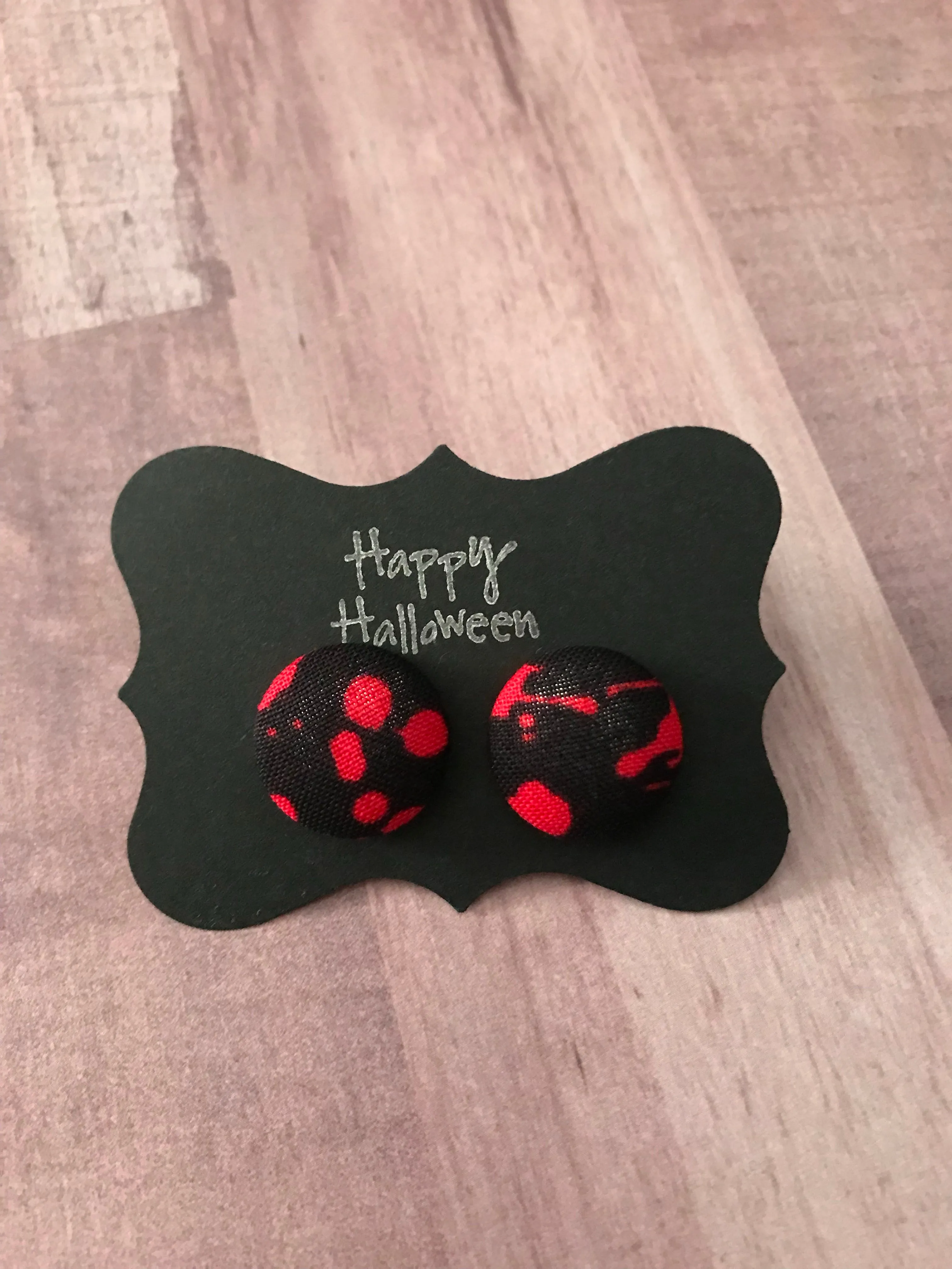 Halloween Fabric Cover Button Stud Earrings