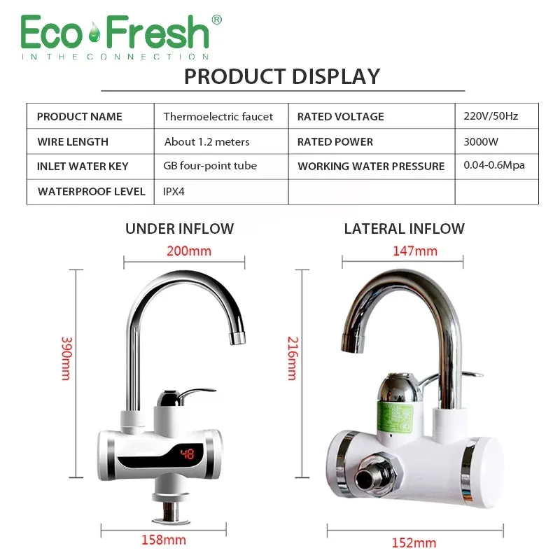 Instant Temperature Display Hot Water Heater Electric Faucet Kitchen Winter Warm (BL SMART)