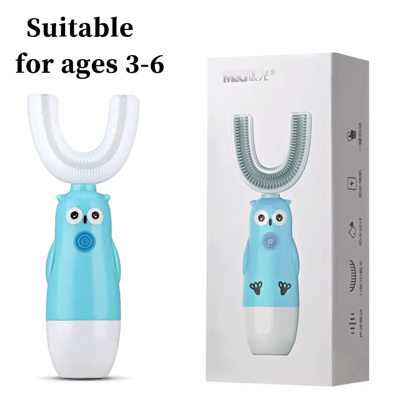 Intelligent Electric Toothbrush Automatic Ultrasonic 360 Nano Silicone U Shaped Battery Power