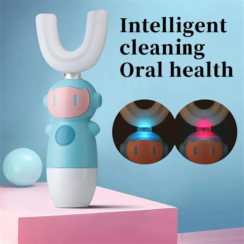 Intelligent Electric Toothbrush Automatic Ultrasonic 360 Nano Silicone U Shaped Battery Power