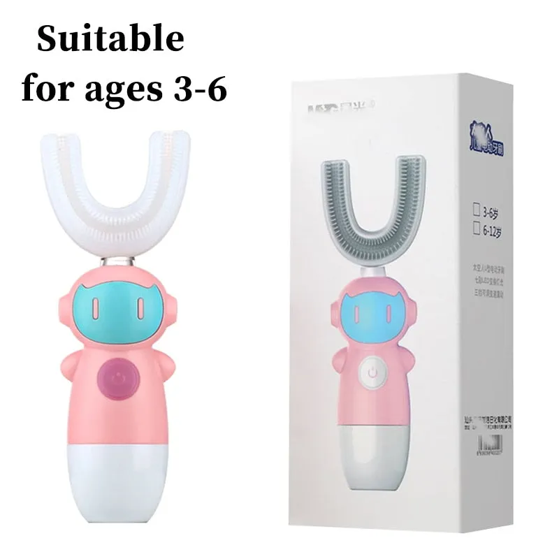 Intelligent Electric Toothbrush Automatic Ultrasonic 360 Nano Silicone U Shaped Battery Power