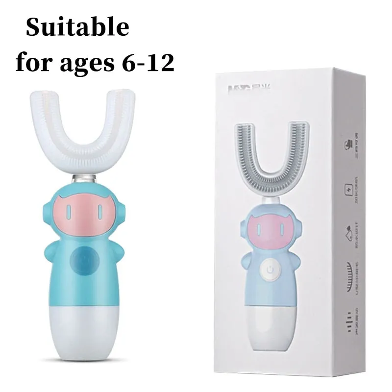 Intelligent Electric Toothbrush Automatic Ultrasonic 360 Nano Silicone U Shaped Battery Power