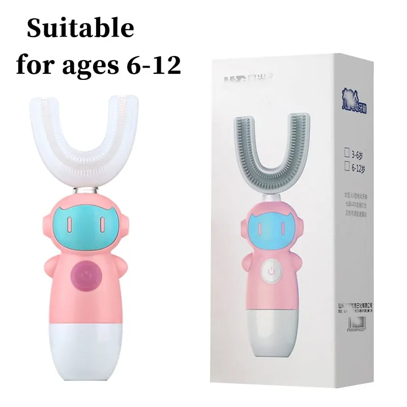 Intelligent Electric Toothbrush Automatic Ultrasonic 360 Nano Silicone U Shaped Battery Power