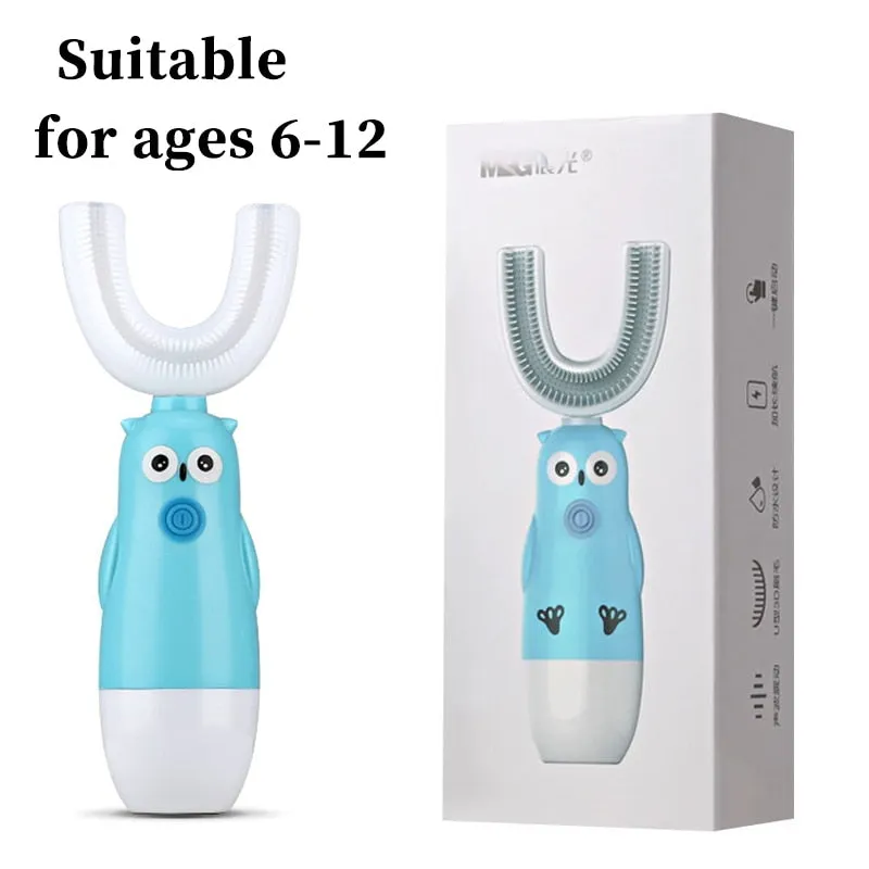 Intelligent Electric Toothbrush Automatic Ultrasonic 360 Nano Silicone U Shaped Battery Power