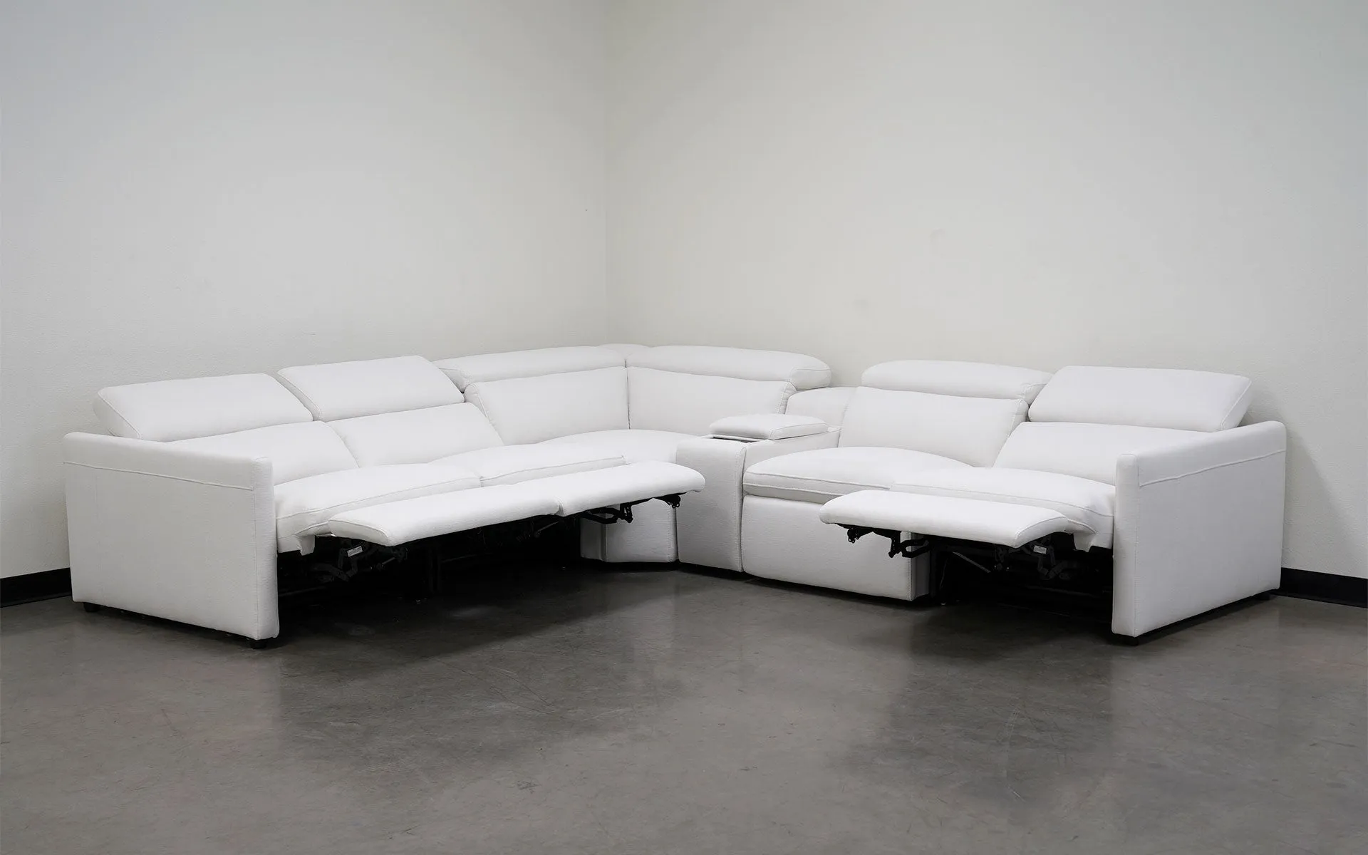 Maison Leather Recliner Sectional Sofa With Console