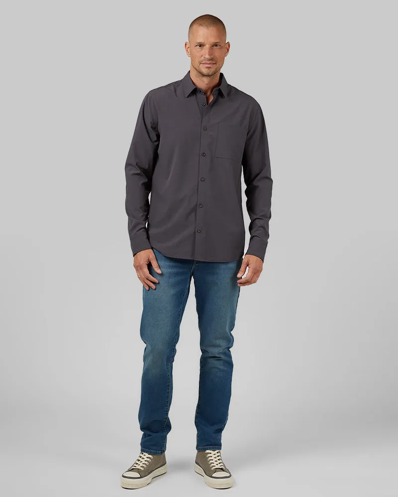 MEN'S STRETCH WOVEN LONG SLEEVE BUTTON-UP