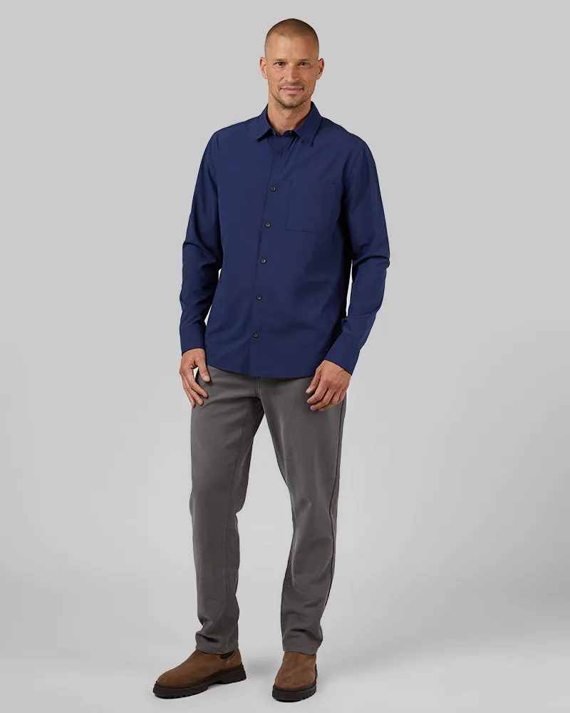 MEN'S STRETCH WOVEN LONG SLEEVE BUTTON-UP