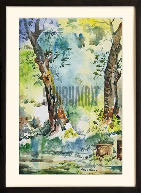 Painting of trees inside Banaras Hindu University Campus