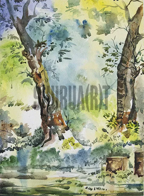 Painting of trees inside Banaras Hindu University Campus