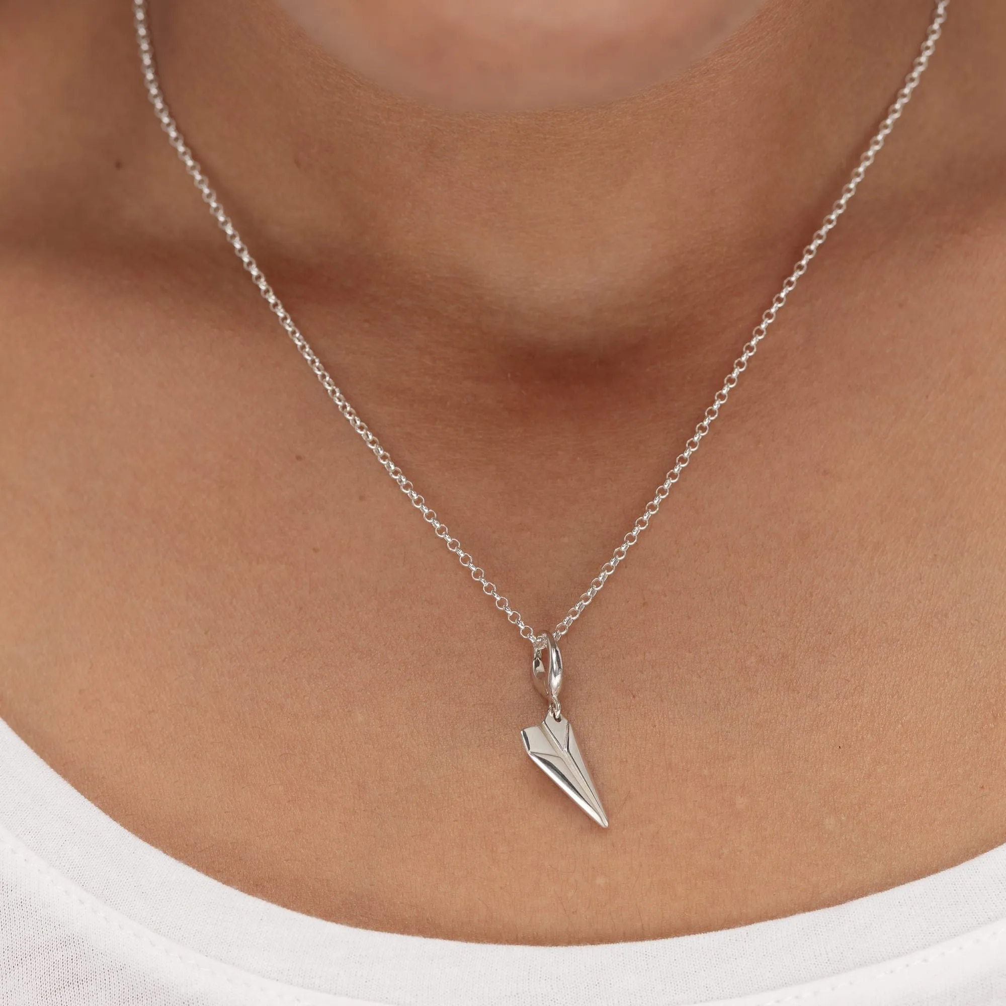 Silver Paper Plane Necklace