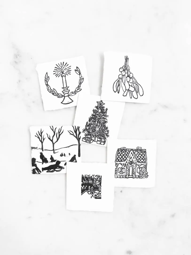 Tiny Christmas Lino Cuts