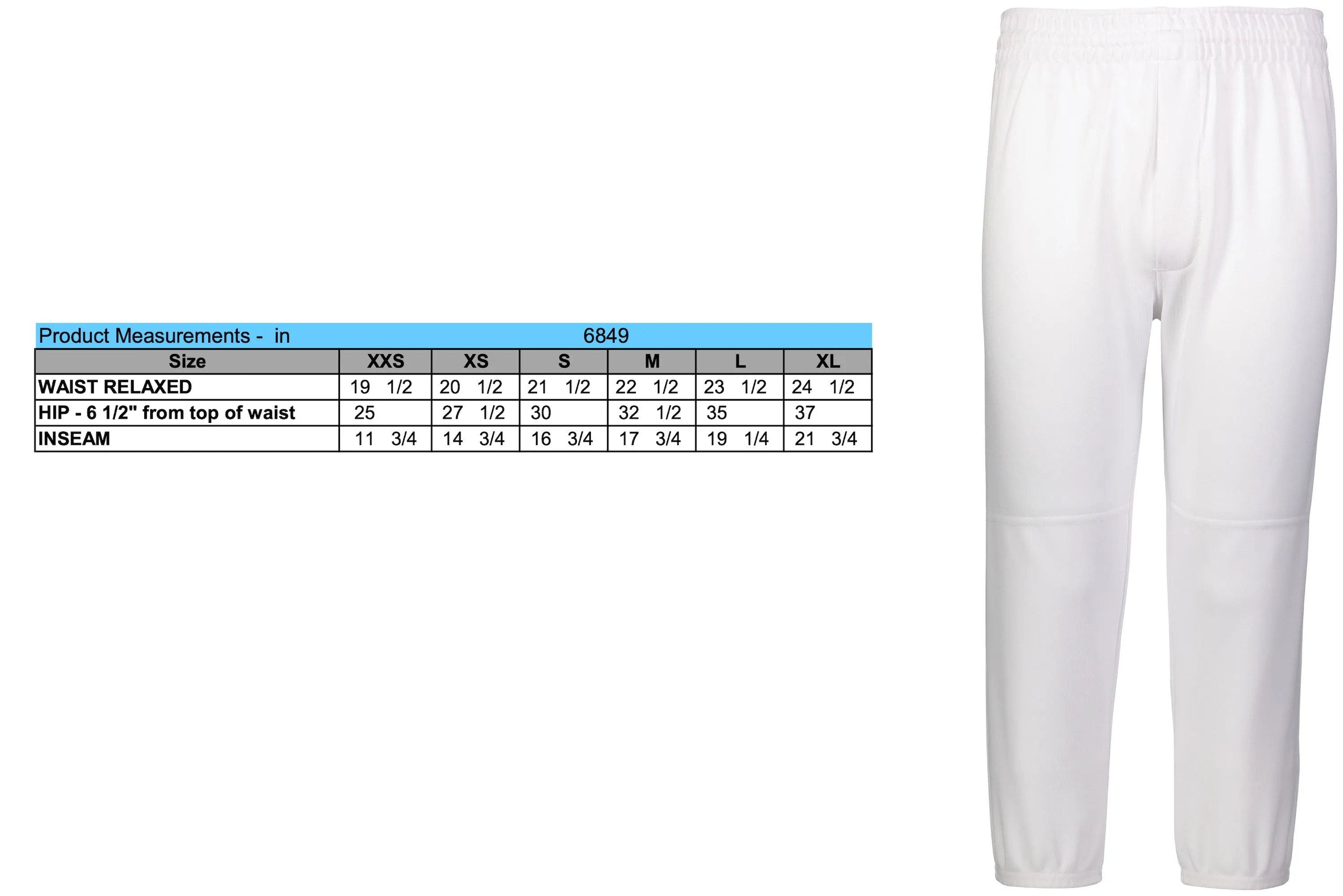 YDE YOUTH GAMER PULL-UP BASEBALL PANT WHITE