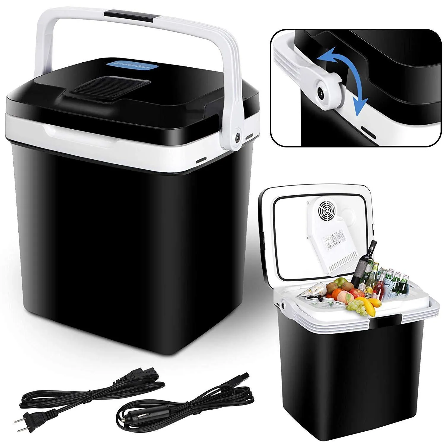 ZENY™ Mini Fridge Electric Cooler and Warmer for Car- 12V DC Electric Cooler Car Refrigerator with Automatic Locking Handle, 28 Quart Portable Car Fridge for Travel and Camping